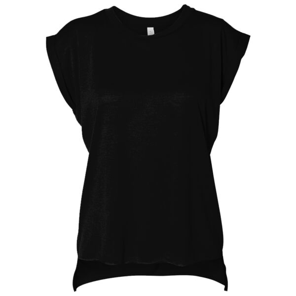 LADIES flowy muscle tee with rolled cuff. Thumbnail