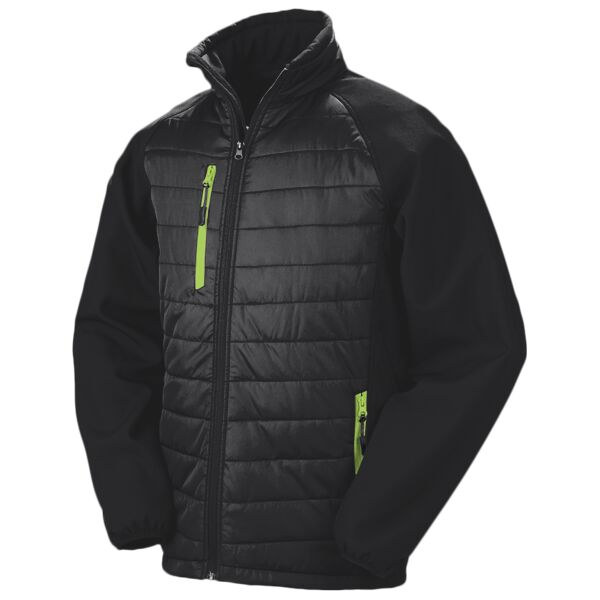 BLACK compass padded softshell jacket. Thumbnail
