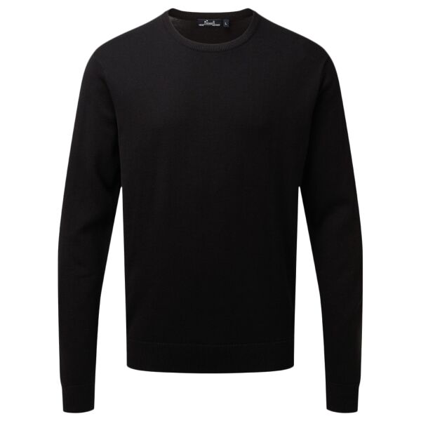 CREW neck cotton-rich knitted sweater. Thumbnail