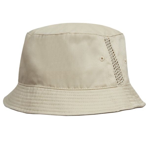 Deluxe washed cotton bucket hat with side mesh panels. Thumbnail