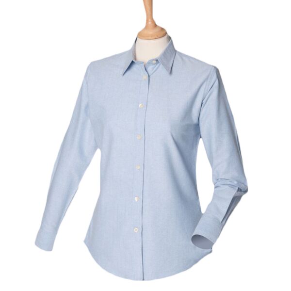 Henbury Ladies Long Sleeve Classic Oxford Shirt. Thumbnail